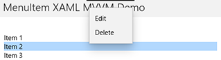 UWP контекстное меню